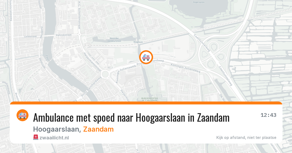 Ambulance met spoed naar Hoogaarslaan in Zaandam — 5 aug 2026