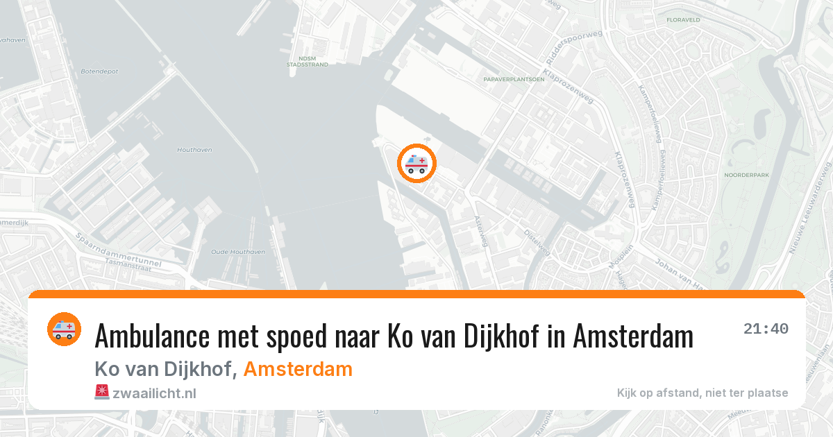 Ambulance met spoed naar Ko van Dijkhof in Amsterdam — 18 jun 2026
