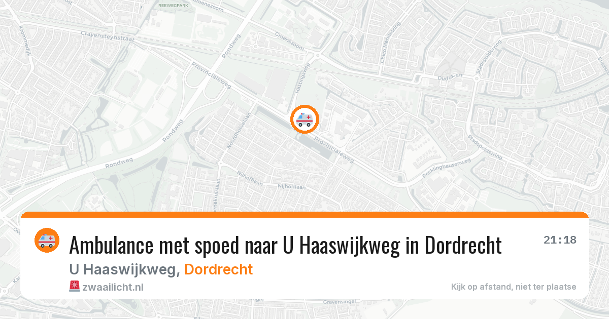 Ambulance met spoed naar U Haaswijkweg in Dordrecht — 22 jun 2026