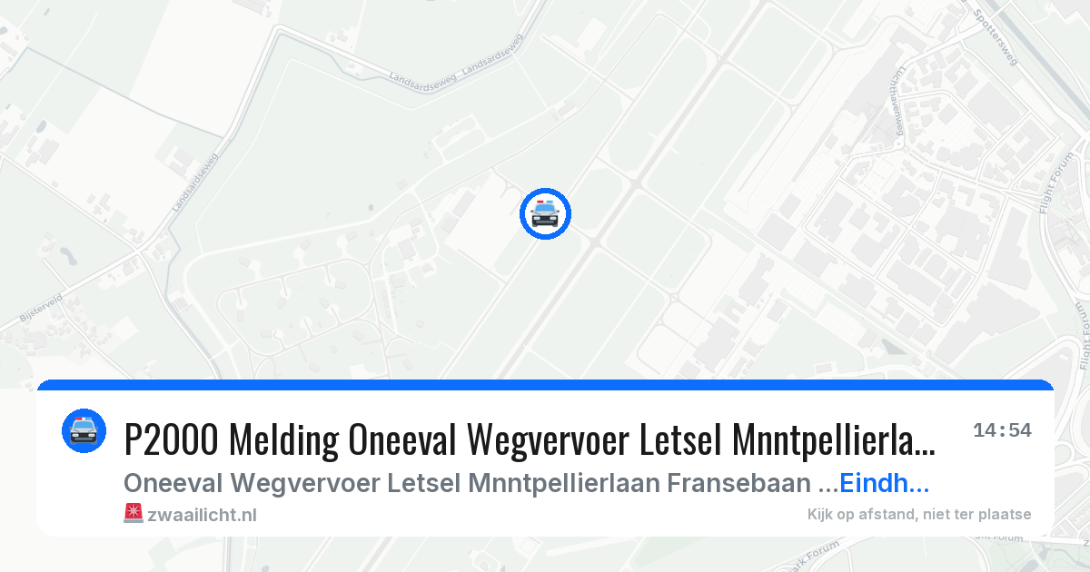 P2000 Melding Oneeval Wegvervoer Letsel Mnntpellierlaan Fransebaan Eindhoven, Eindhoven — 15 jun 2026