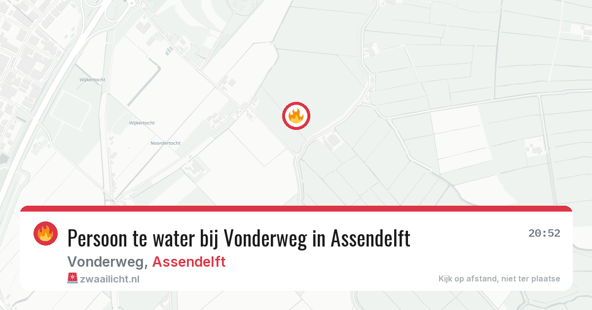 Persoon te water bij Vonderweg in Assendelft — 21 feb 2026