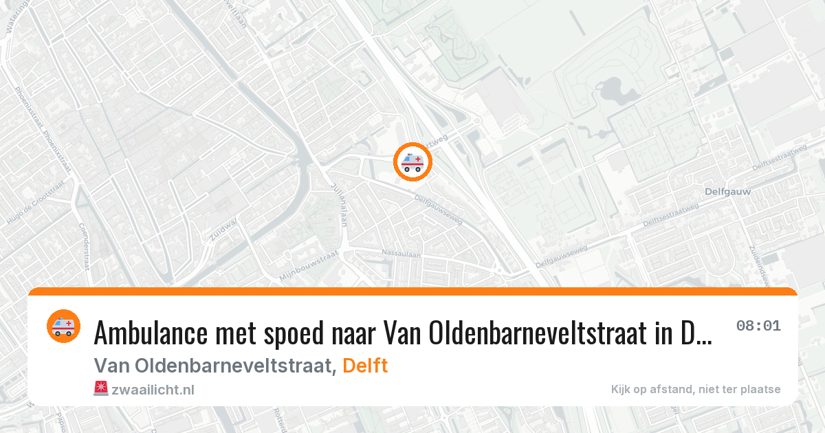 Ambulance met spoed naar Van Oldenbarneveltstraat in Delft — 6 jun 2026