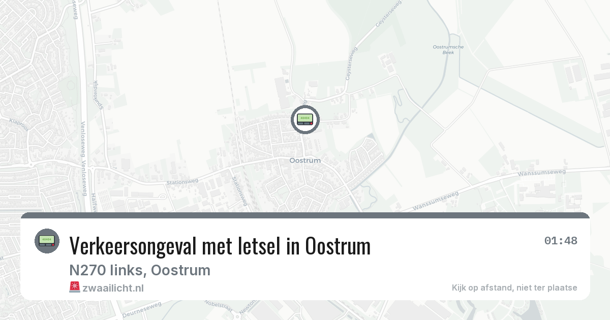 Verkeersongeval met letsel in Oostrum — 29 jul 2026