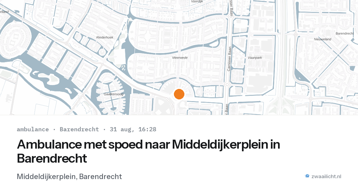 Ambulance met spoed naar Middeldijkerplein in Barendrecht — 31 aug 2026