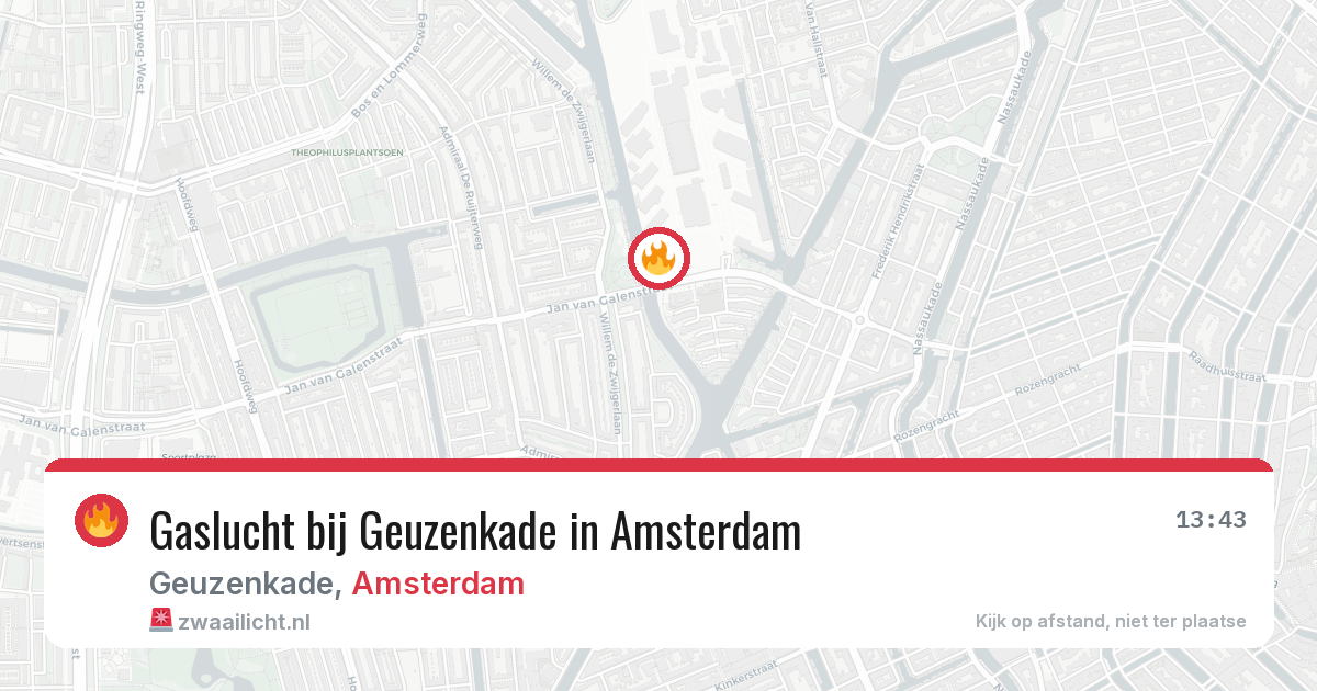 Gaslucht bij Geuzenkade in Amsterdam — 27 jul 2026