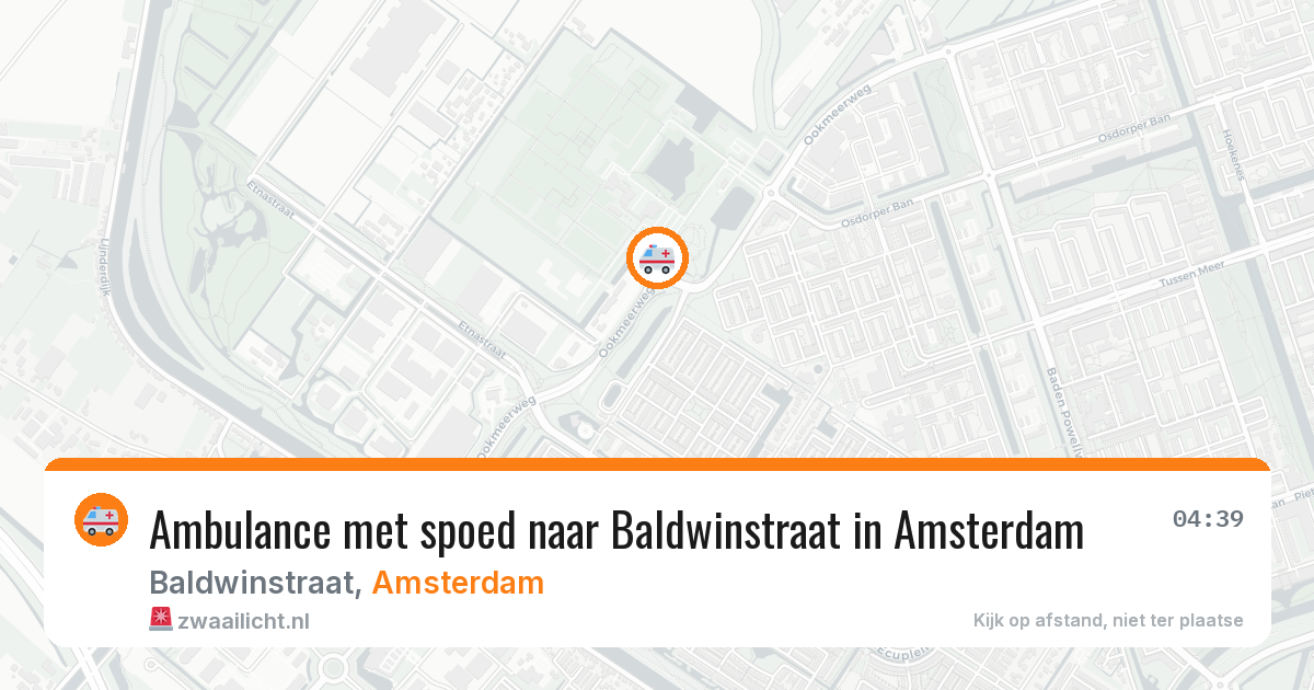 Ambulance met spoed naar Baldwinstraat in Amsterdam — 3 aug 2026