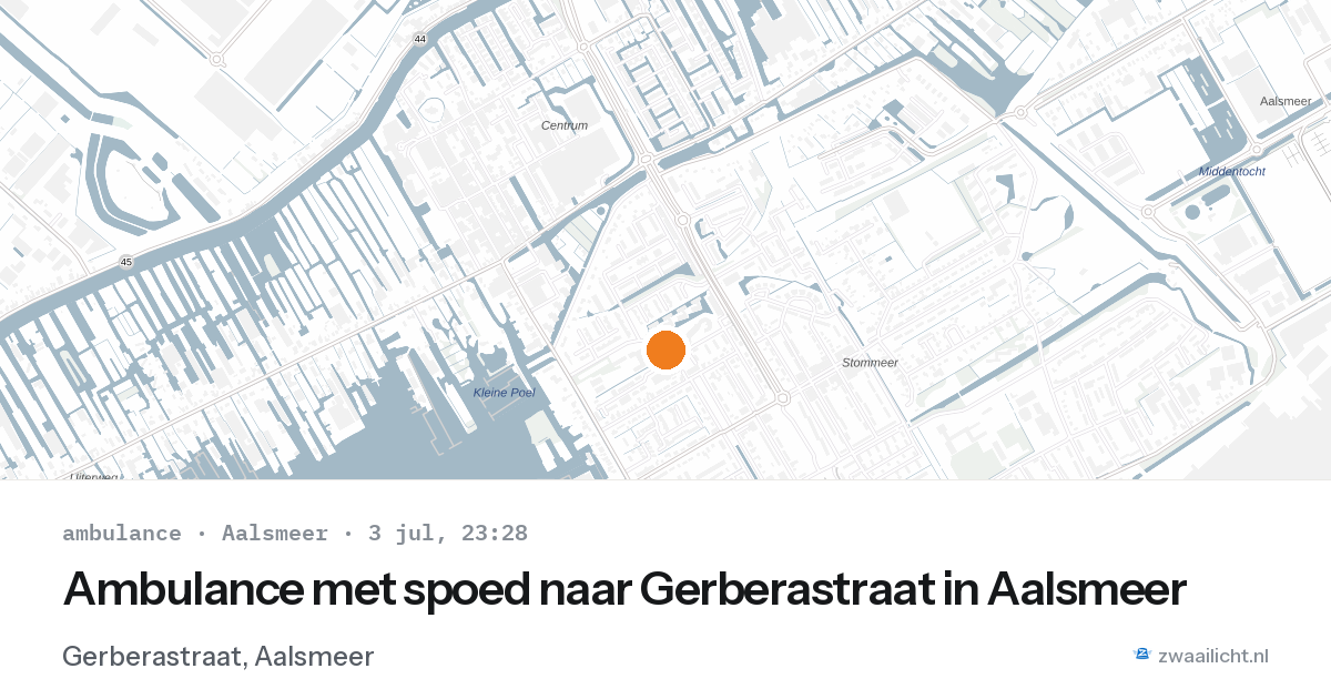 Ambulance met spoed naar Gerberastraat in Aalsmeer — 3 jul 2026
