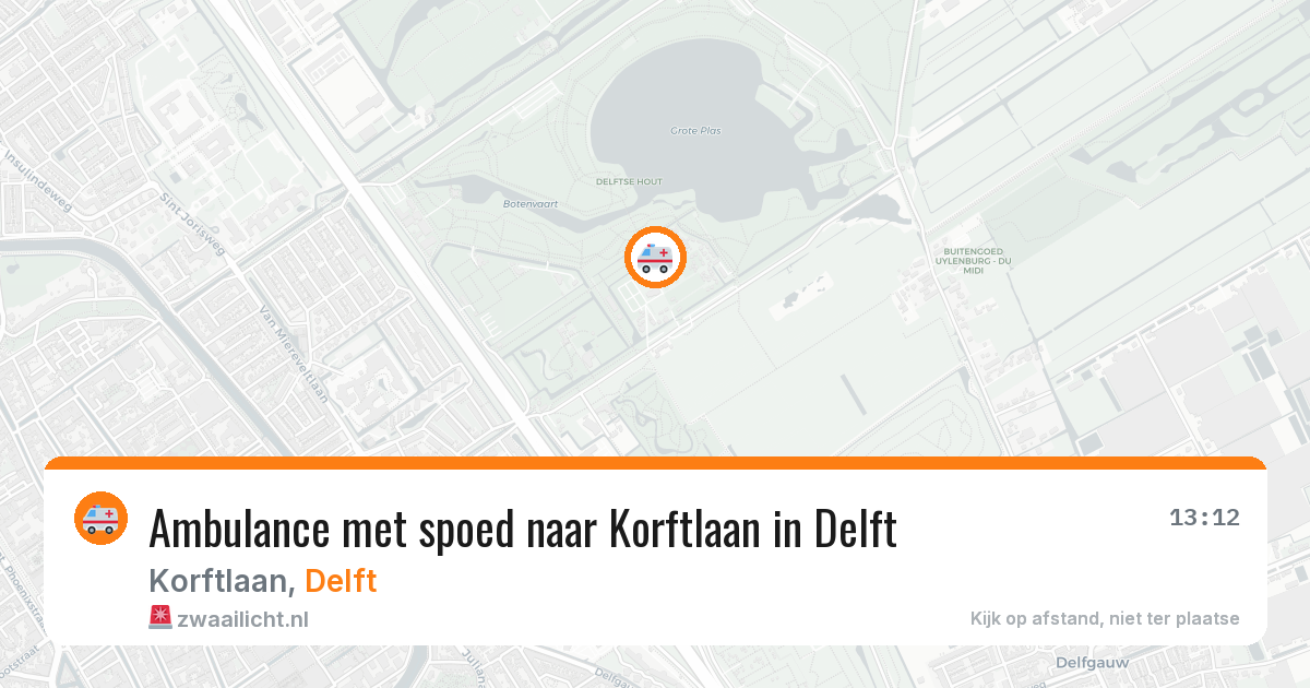 Ambulance met spoed naar Korftlaan in Delft — 25 mei 2026