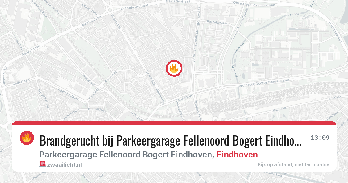 Brandgerucht bij Parkeergarage Fellenoord Bogert Eindhoven in Eindhoven — 22 apr 2026