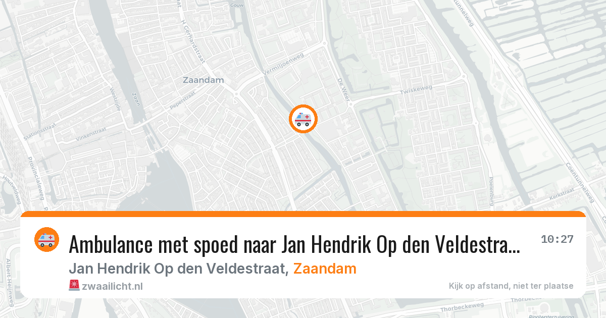 Ambulance met spoed naar Jan Hendrik Op den Veldestraat in Zaandam — 29 mrt 2026