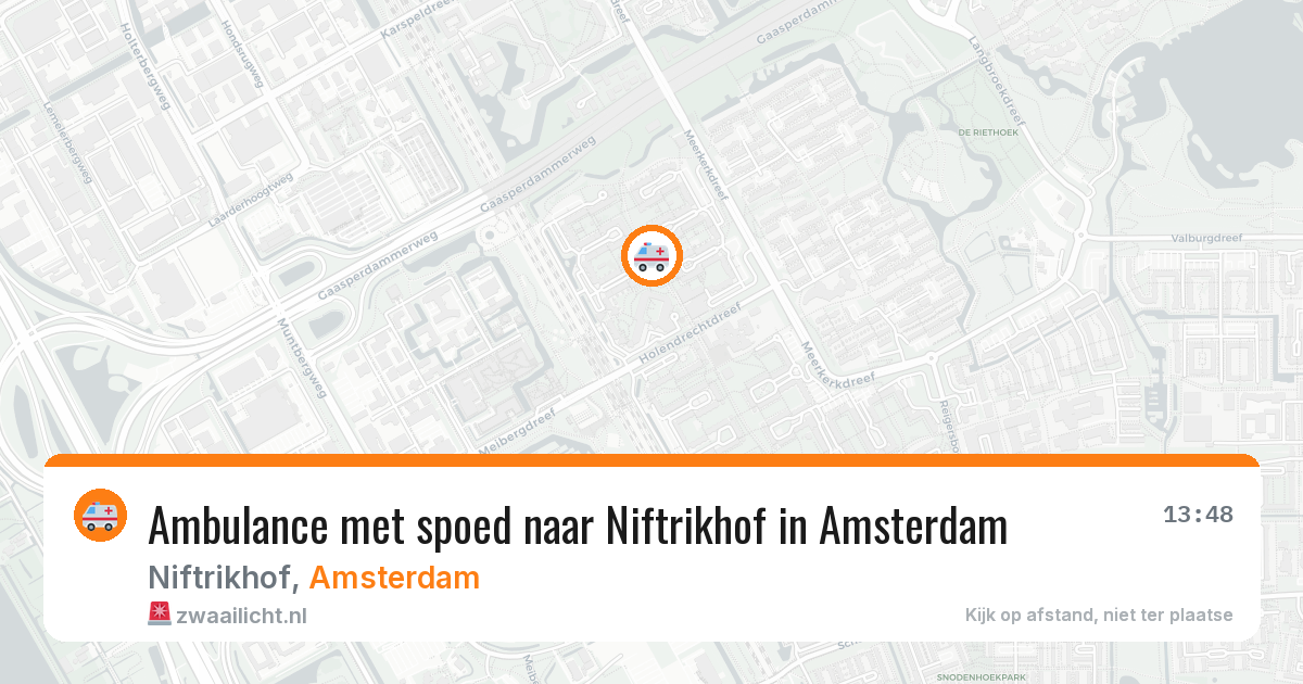 Ambulance met spoed naar Niftrikhof in Amsterdam — 13 aug 2026