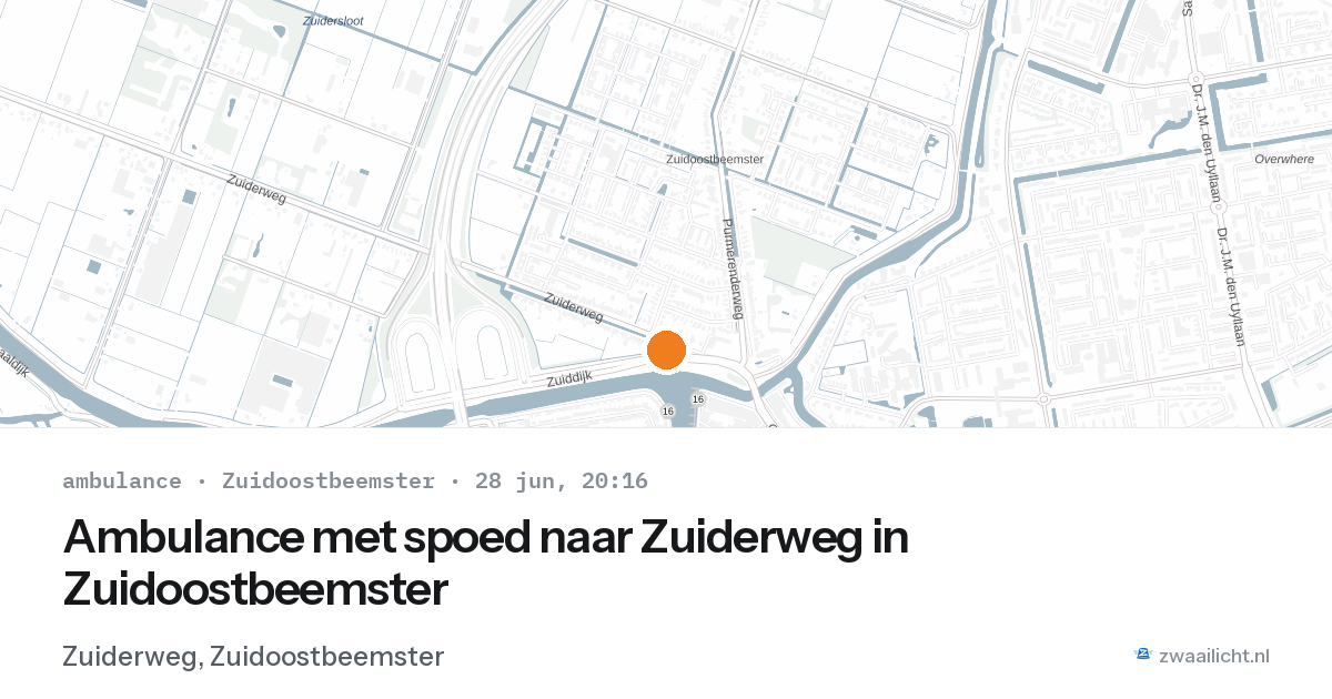 Ambulance met spoed naar Zuiderweg in Zuidoostbeemster — 28 jun 2026