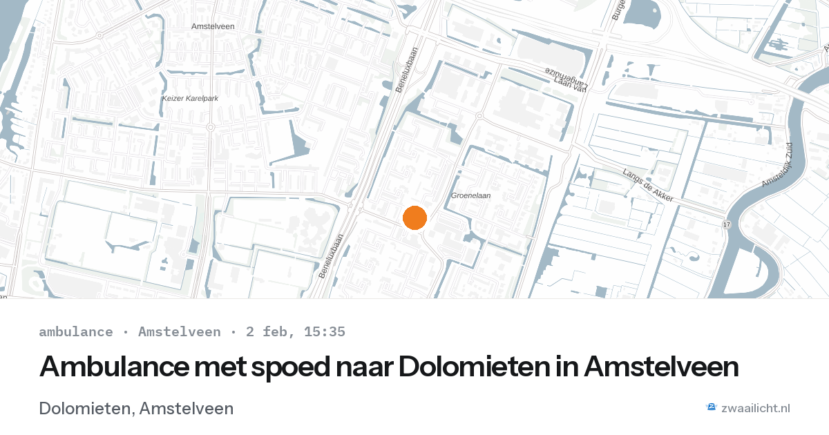 Ambulance met spoed naar Dolomieten in Amstelveen — 2 feb 2026