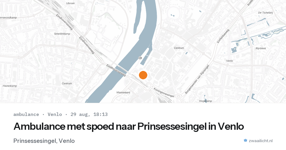 Ambulance met spoed naar Prinsessesingel in Venlo — 29 aug 2026