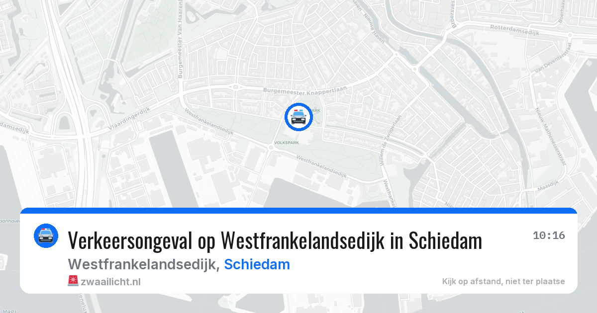 Verkeersongeval op Westfrankelandsedijk in Schiedam — 13 aug 2026