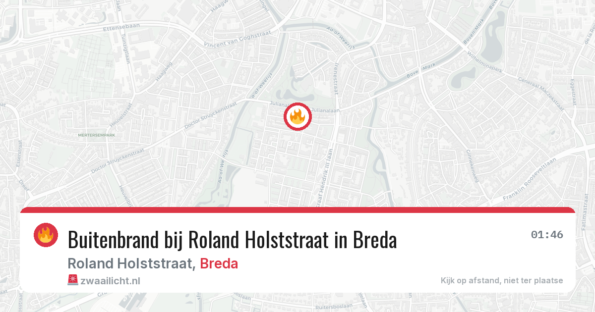 Buitenbrand bij Roland Holststraat in Breda — 8 aug 2026