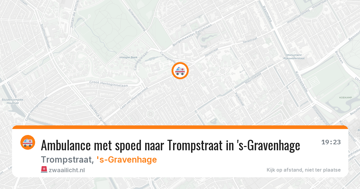 Ambulance met spoed naar Trompstraat in 's-Gravenhage — 14 aug 2026