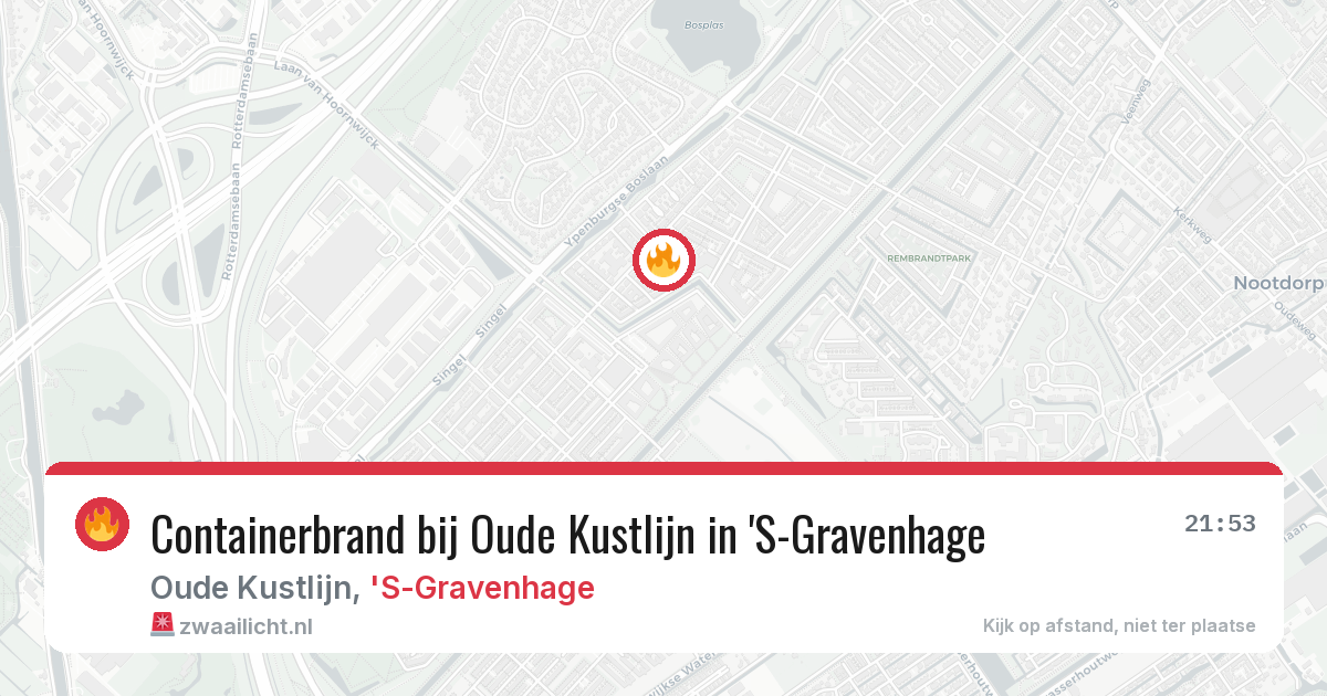 Containerbrand bij Oude Kustlijn in 'S-Gravenhage — 9 mei 2026