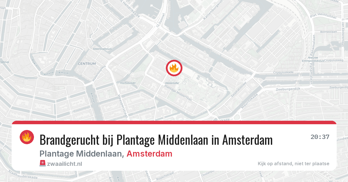 Brandgerucht bij Plantage Middenlaan in Amsterdam — 11 aug 2026