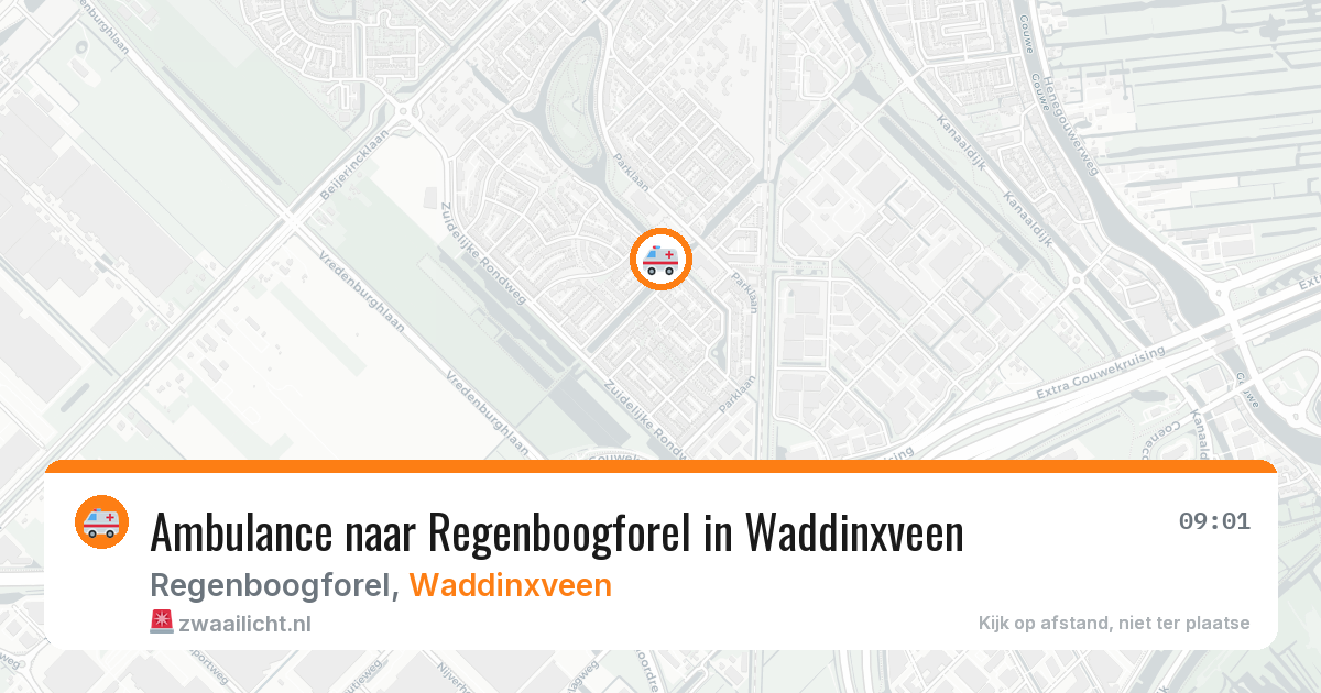 Ambulance naar Regenboogforel in Waddinxveen — 9 aug 2026