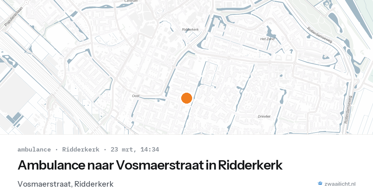 Ambulance naar Vosmaerstraat in Ridderkerk — 23 mrt 2026