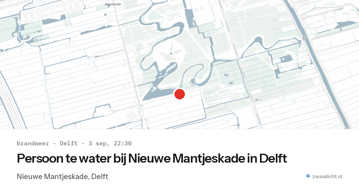 Persoon te water bij Nieuwe Mantjeskade in Delft — 3 sep 2026