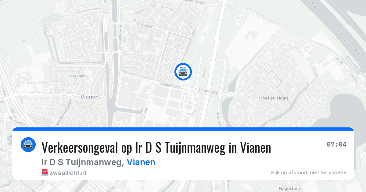 Verkeersongeval op Ir D S Tuijnmanweg in Vianen — 1 jul 2026