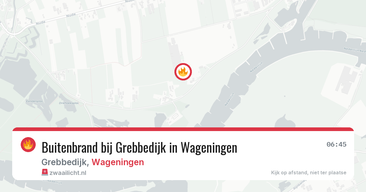 Buitenbrand bij Grebbedijk in Wageningen — 8 aug 2026