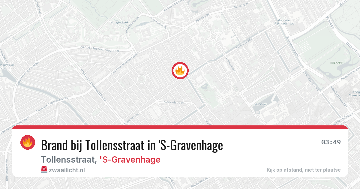 Brand bij Tollensstraat in 'S-Gravenhage — 12 aug 2026