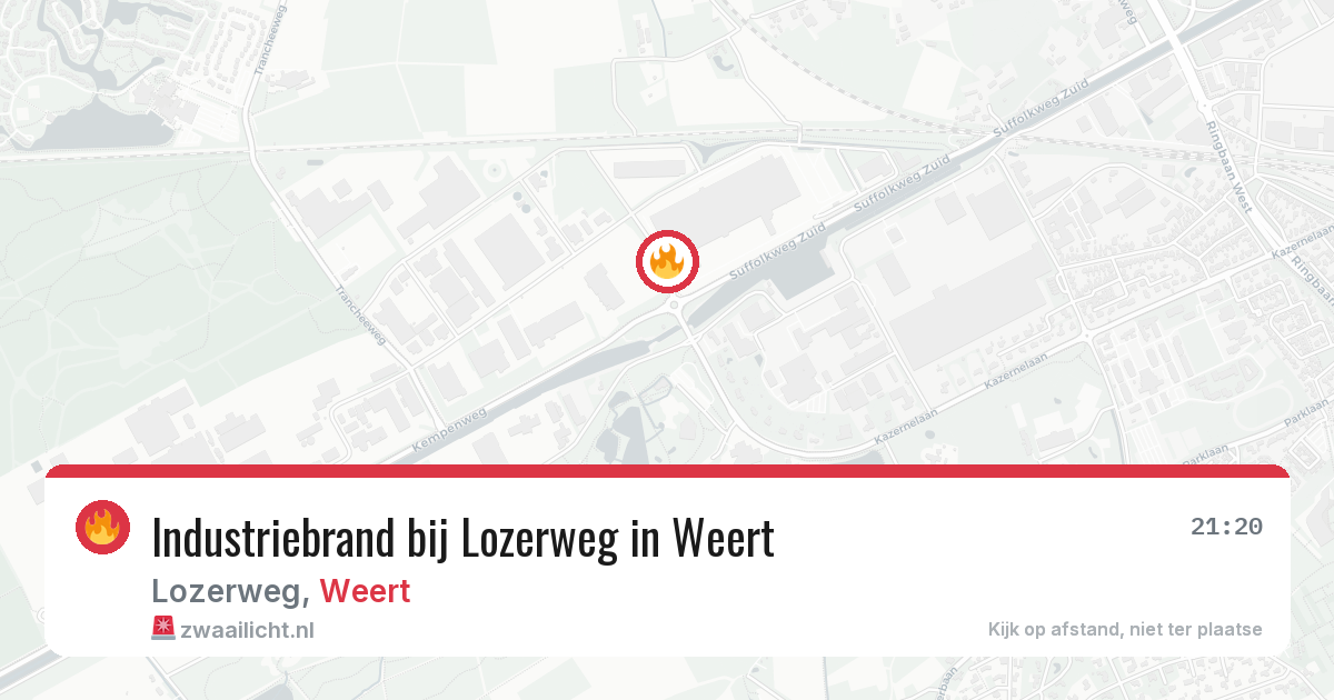 Industriebrand bij Lozerweg in Weert — 9 mei 2026