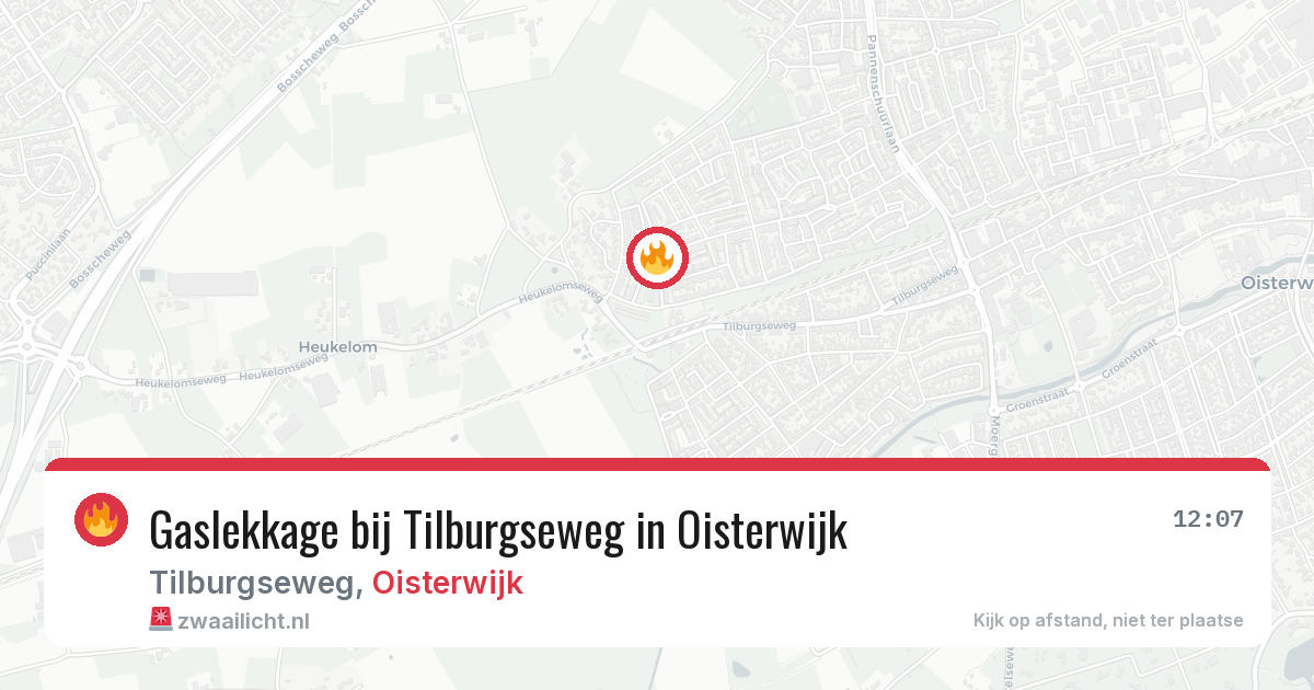 Gaslekkage bij Tilburgseweg in Oisterwijk — 18 mrt 2026