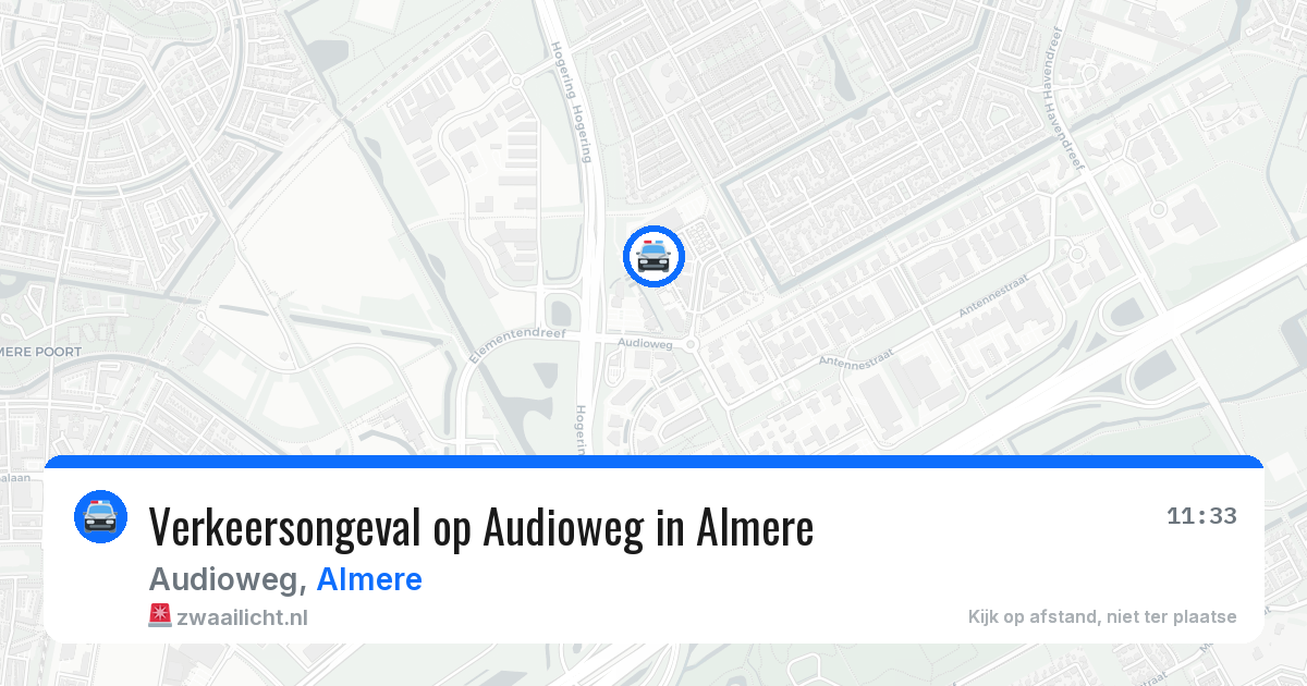 Verkeersongeval op Audioweg in Almere — 30 jul 2026
