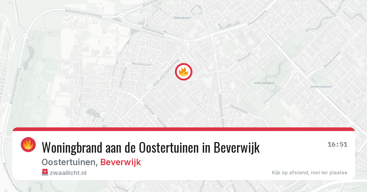 Woningbrand aan de Oostertuinen in Beverwijk — 21 jun 2026