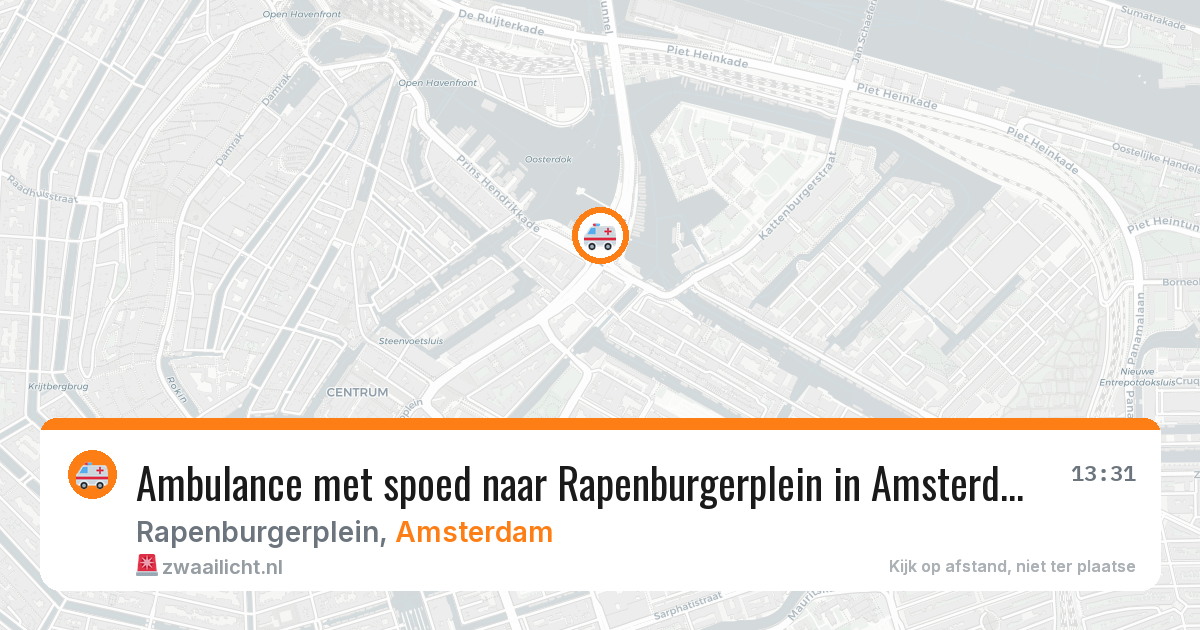 Ambulance met spoed naar Rapenburgerplein in Amsterdam — 25 apr 2026