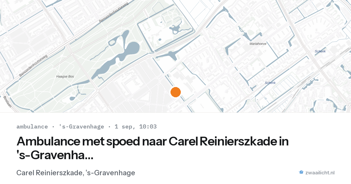 Ambulance met spoed naar Carel Reinierszkade in 's-Gravenhage — 1 sep 2026