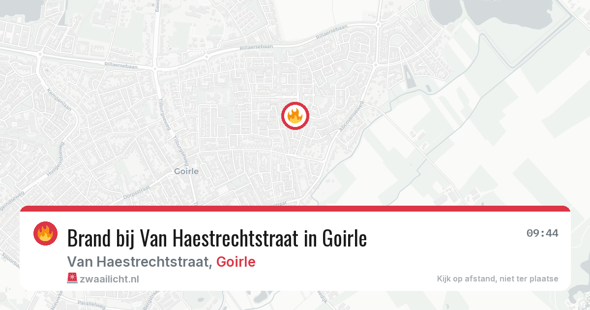 Brand bij Van Haestrechtstraat in Goirle — 9 aug 2026