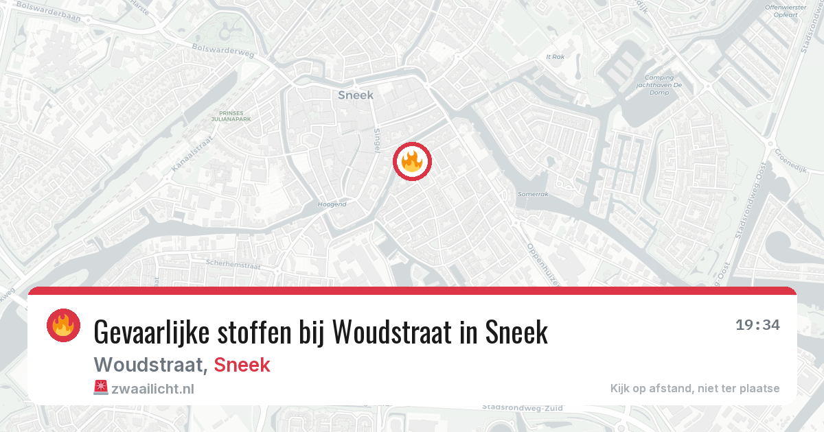 Gevaarlijke stoffen bij Woudstraat in Sneek — 24 jul 2026