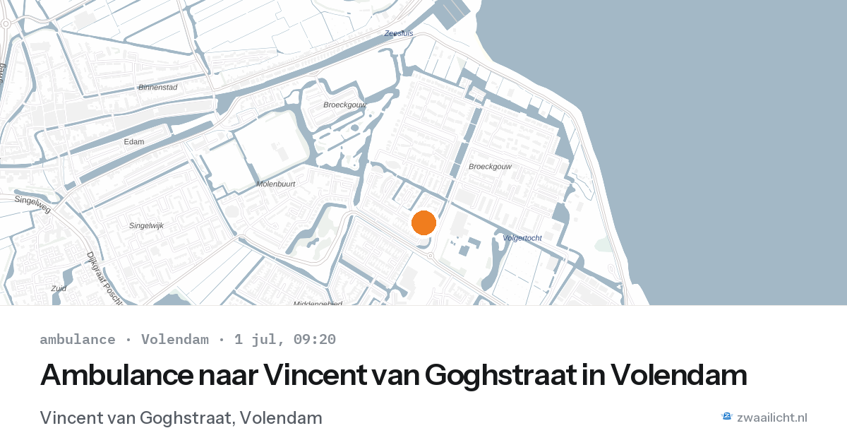 Ambulance naar Vincent van Goghstraat in Volendam — 1 jul 2026
