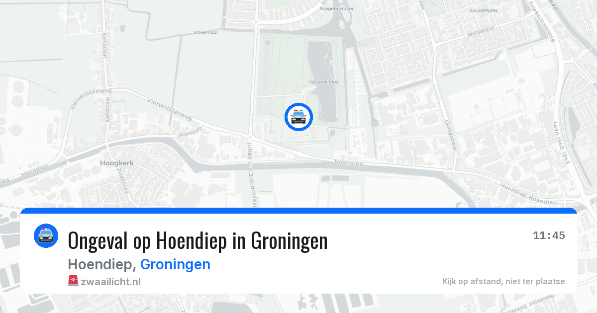 Ongeval op Hoendiep in Groningen — 11 aug 2026