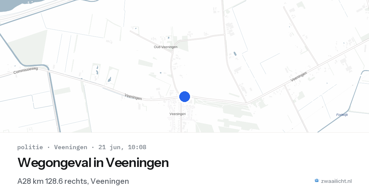 Wegongeval in Veeningen — 21 jun 2026