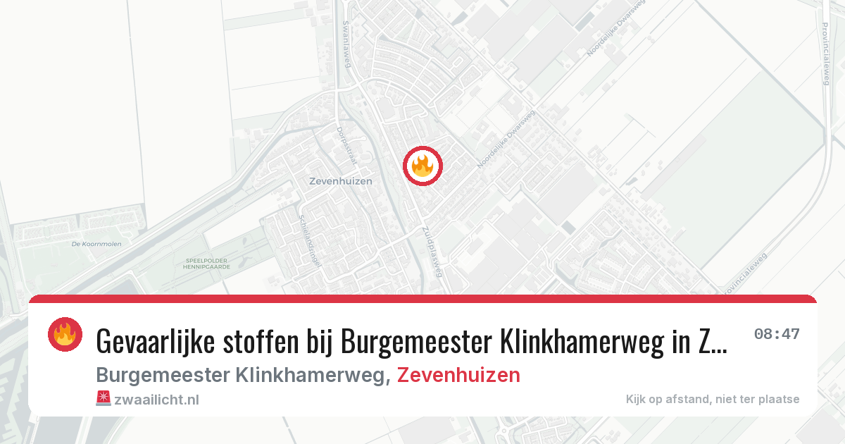 Gevaarlijke stoffen bij Burgemeester Klinkhamerweg in Zevenhuizen — 22 jun 2026