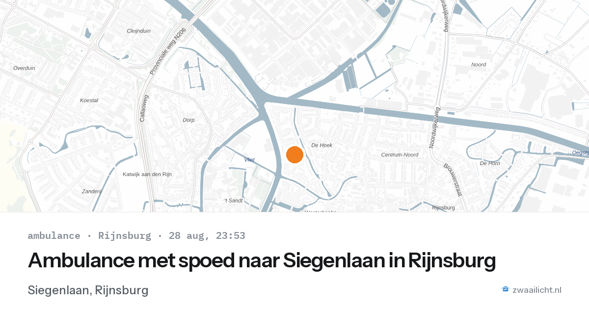 Ambulance met spoed naar Siegenlaan in Rijnsburg — 28 aug 2026