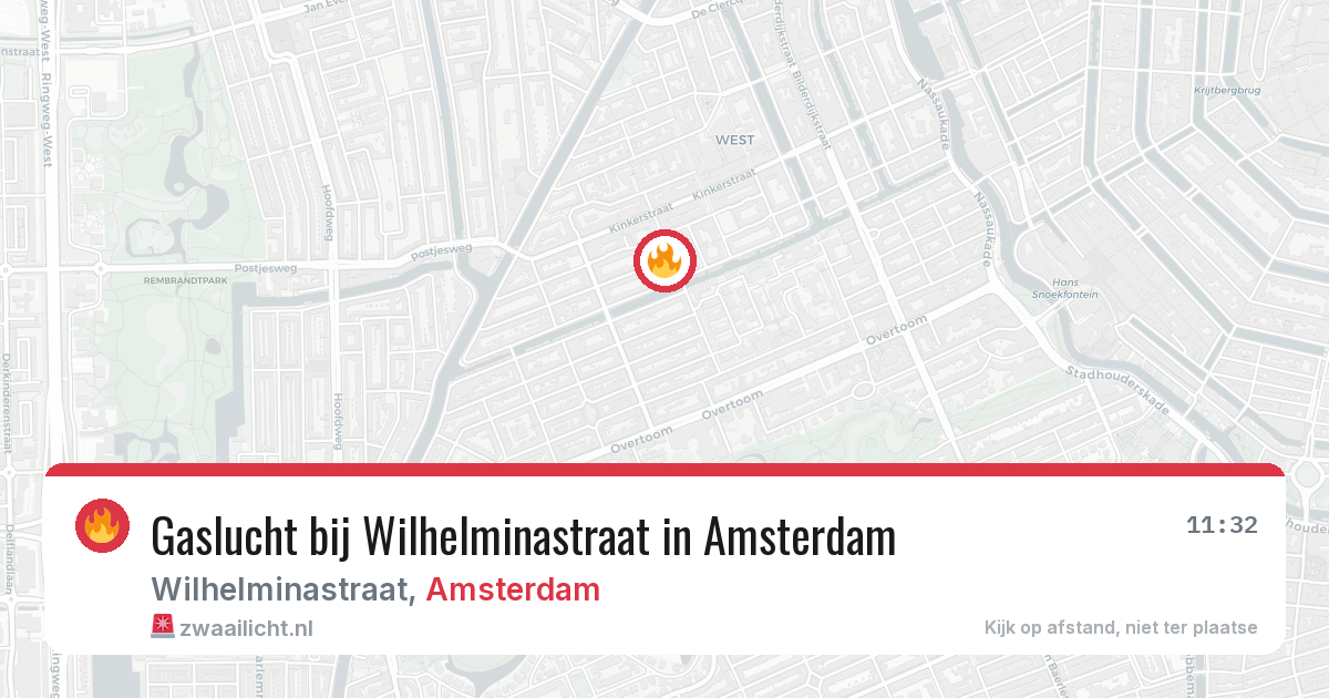 Gaslucht bij Wilhelminastraat in Amsterdam — 10 aug 2026