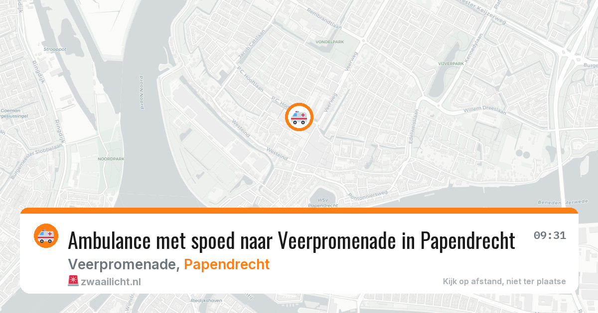 Ambulance met spoed naar Veerpromenade in Papendrecht — 9 jul 2026