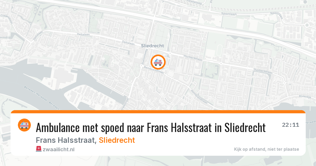 Ambulance met spoed naar Frans Halsstraat in Sliedrecht — 12 aug 2026
