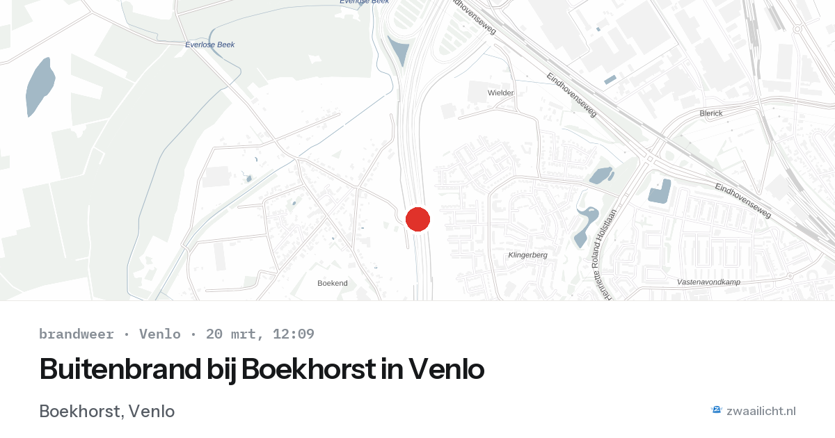 Buitenbrand bij Boekhorst in Venlo — 20 mrt 2026