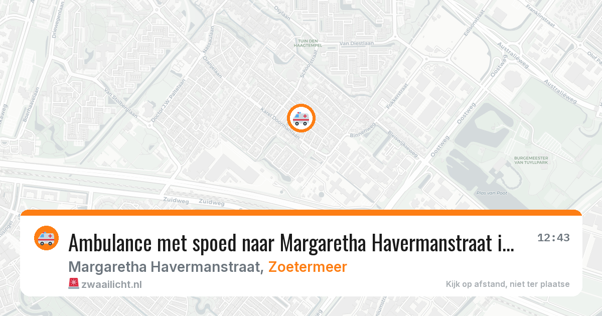 Ambulance met spoed naar Margaretha Havermanstraat in Zoetermeer — 17 mei 2026