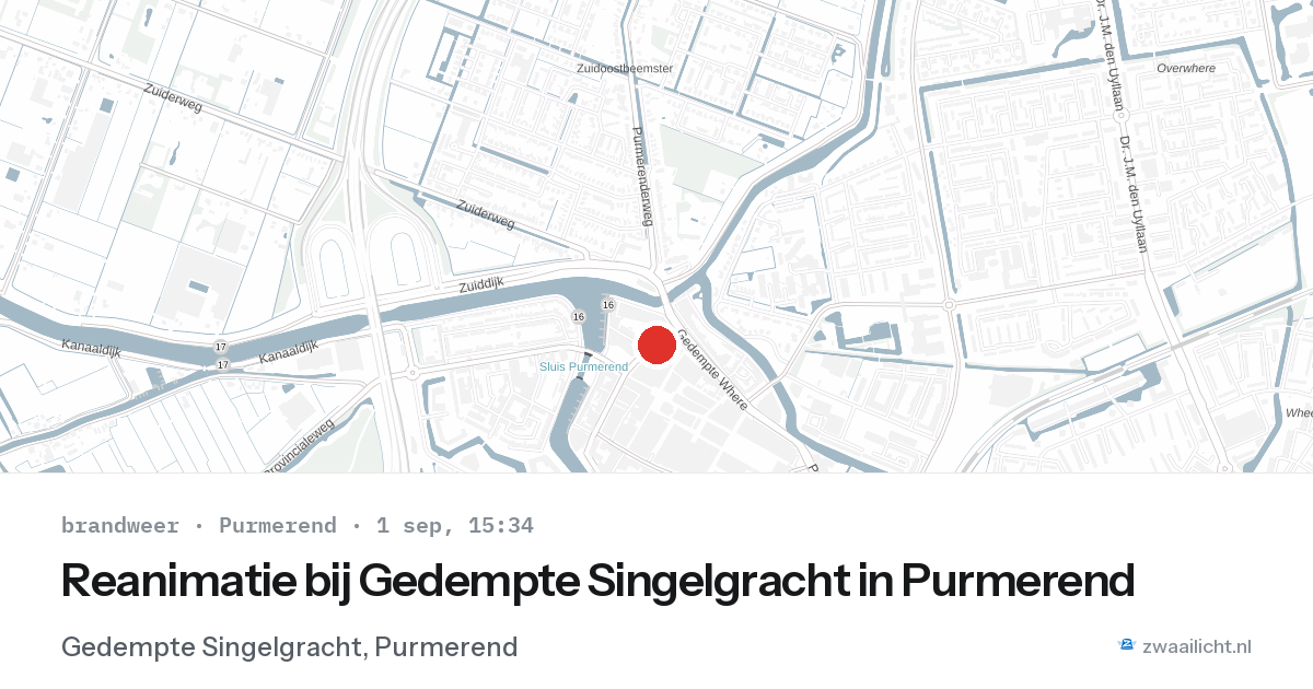 Reanimatie bij Gedempte Singelgracht in Purmerend — 1 sep 2026