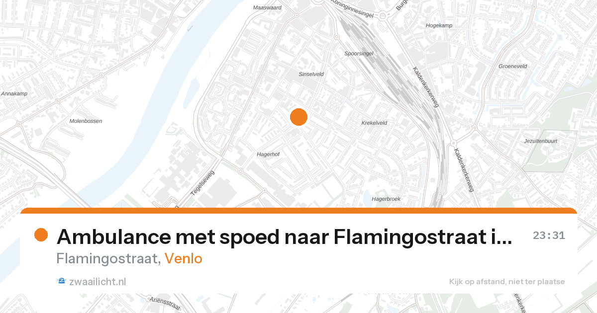Ambulance met spoed naar Flamingostraat in Venlo — 26 aug 2026