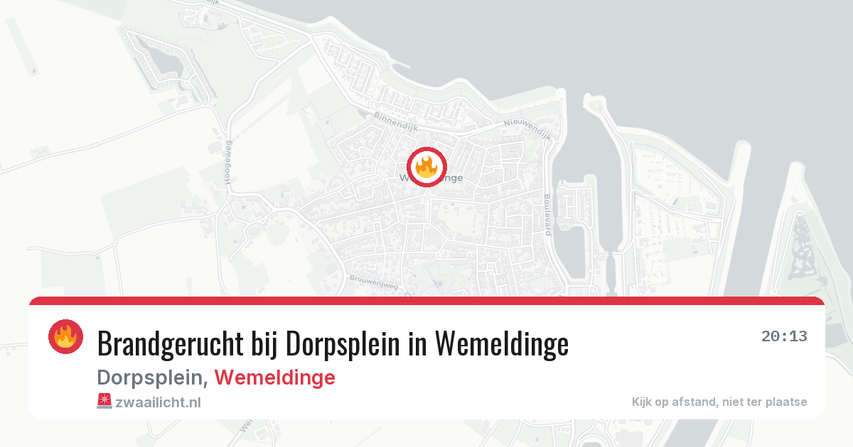 Brandgerucht bij Dorpsplein in Wemeldinge — 16 mrt 2026